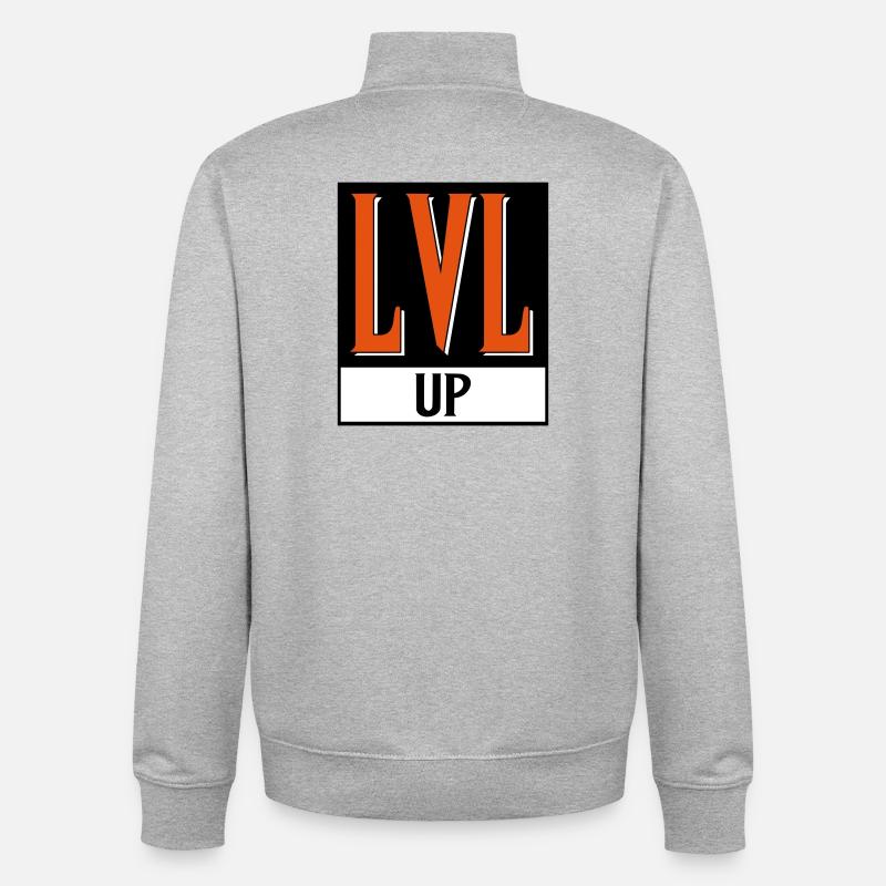 level up nerd cod - Sweat zippé unisexe en coton bio Stanley/Stella - gris chiné