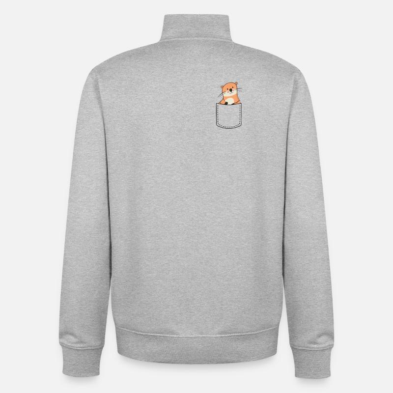 Loutres - Sweat zippé unisexe en coton bio Stanley/Stella - gris chiné