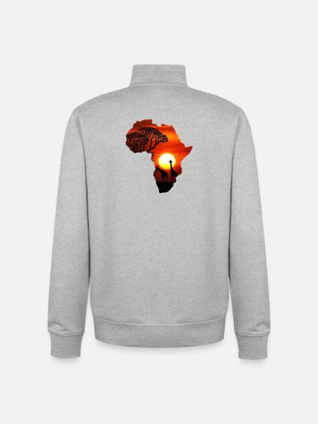Afrika safari kontinent - Stanley/Stella unisex sweatshirt med lynlås i økologisk - grå meleret