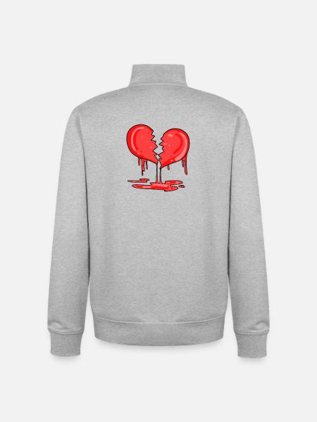 Broken heart - Unisex Organic Zip Sweatshirt by Stanley/Stella - heather grey