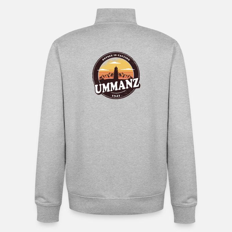 Ummanz Ostsee Leuchtturm Design / Geschenkidee - Unisex Organic Zip Sweatshirt von Stanley/Stella - Grau meliert