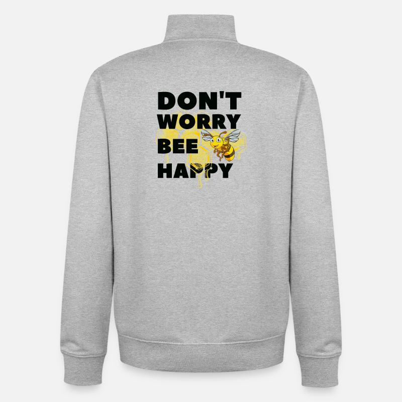 Ne t'inquiète pas Bee Heureux - Sweat zippé unisexe en coton bio Stanley/Stella - gris chiné