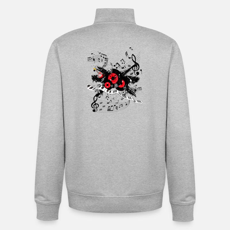 Mélodie et piste clavier Red Record - Sweat zippé unisexe en coton bio Stanley/Stella - gris chiné