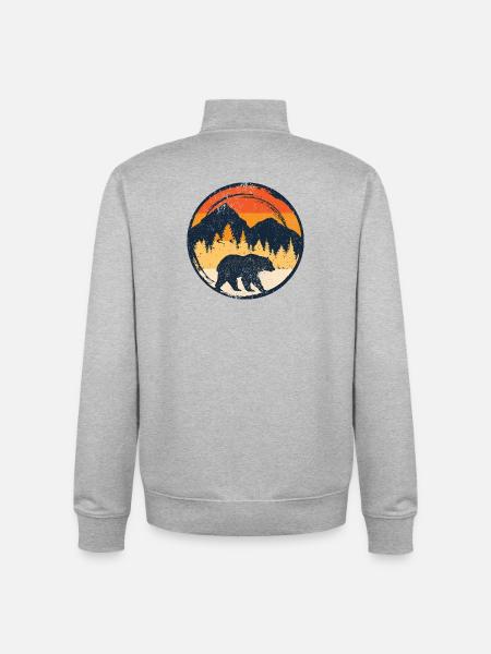 Bear at Sunset in Alpine Circle - Unisex Organic Zip Sweatshirt by Stanley/Stella - heather grey