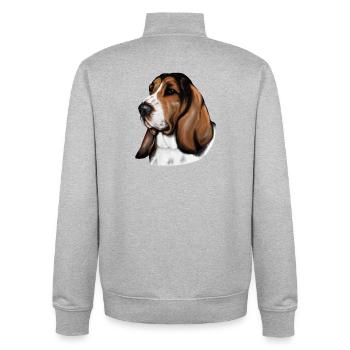 Basset Portrait - Unisex Organic Zip Sweatshirt von Stanley/Stella - Grau meliert - Hinten - AI Model Male 185 light (185cm)