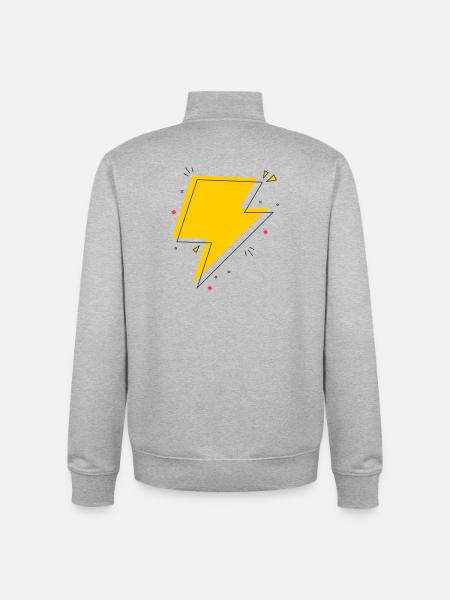 Dynamic Ray in Yellow and Black - Unisex Organic Zip Sweatshirt by Stanley/Stella - heather grey