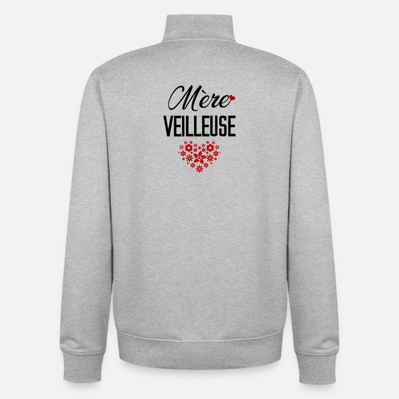 Mère Veilleuse - Sweat zippé unisexe en coton bio Stanley/Stella - gris chiné