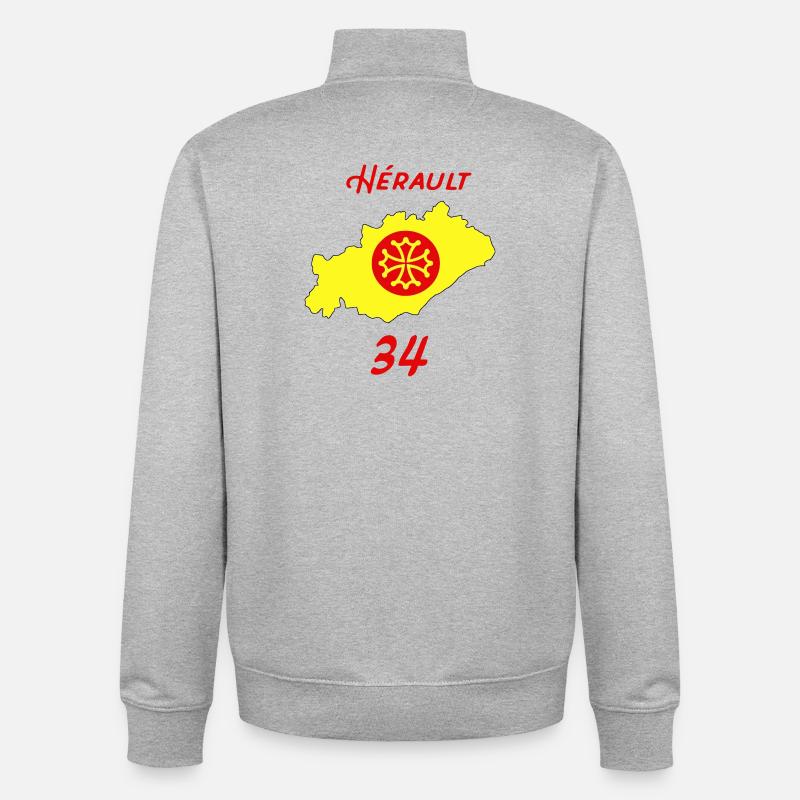 Hérault - Sweat zippé unisexe en coton bio Stanley/Stella - gris chiné