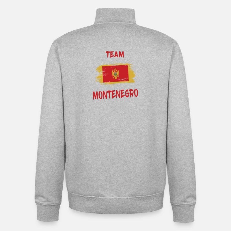 Team Montenegro flags design/gift idea - Unisex Organic Zip Sweatshirt by Stanley/Stella - heather grey