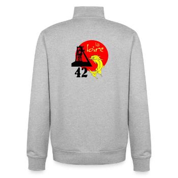 La Loire - Sweat zippé unisexe en coton bio Stanley/Stella - gris chiné - Dos - AI Model Male 185 light (185cm)