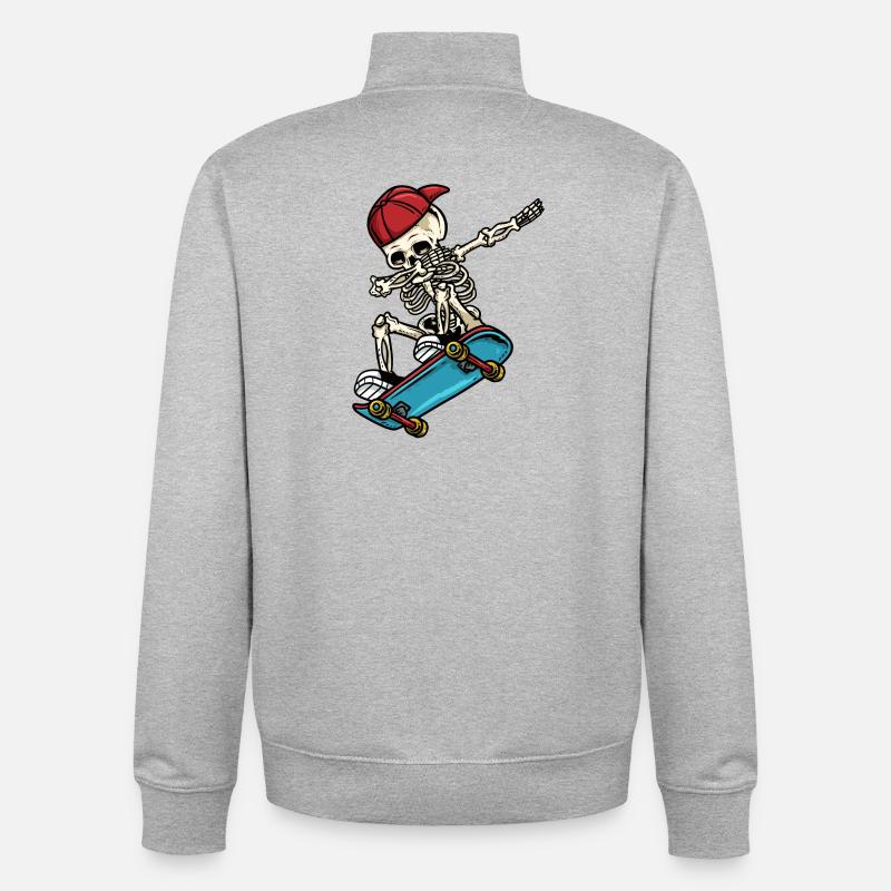 Dabbing Skelett Skateboard - Unisex Organic Zip Sweatshirt von Stanley/Stella - Grau meliert