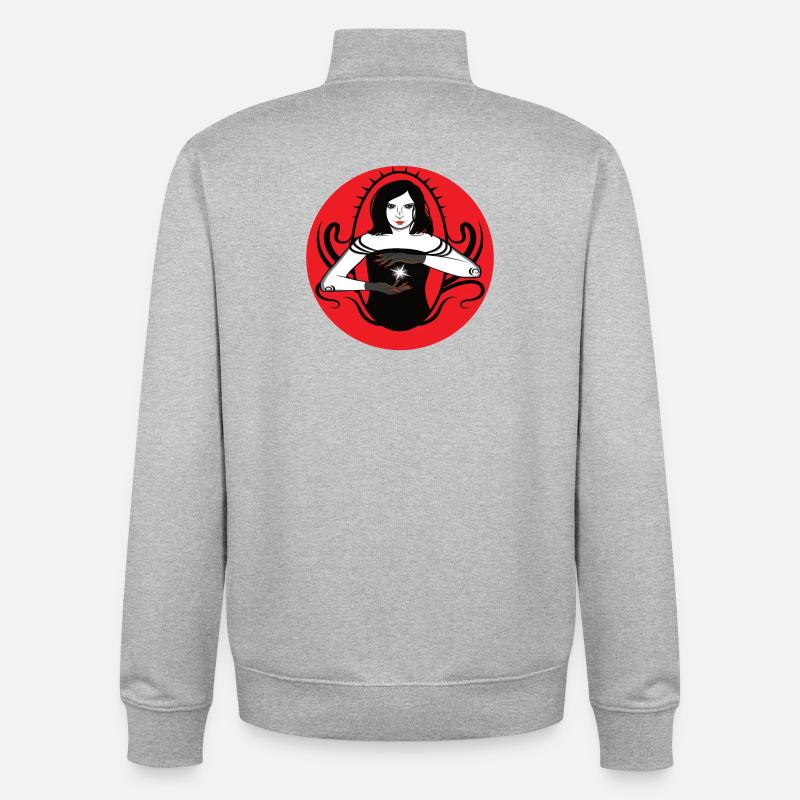 Mystische Hexe mit Stern  - Unisex Organic Zip Sweatshirt von Stanley/Stella - Grau meliert