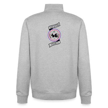 Fier D'être Du 46 Lot France - Sweat zippé unisexe en coton bio Stanley/Stella - gris chiné - Dos - AI Model Male 185 light (185cm)
