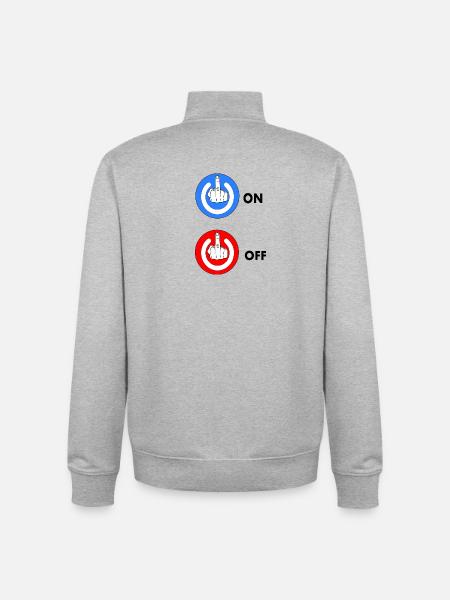 Middle finger ON and OFF - Unisex Organic Zip Sweatshirt by Stanley/Stella - heather grey