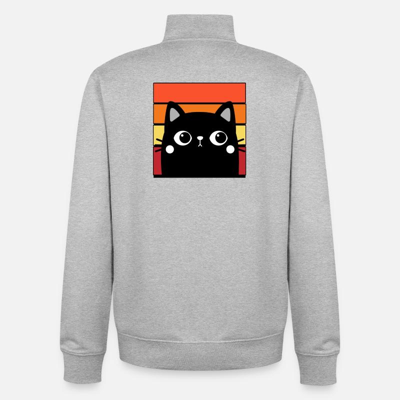 Katze und bunter Hintergrund - Unisex Organic Zip Sweatshirt von Stanley/Stella - Grau meliert