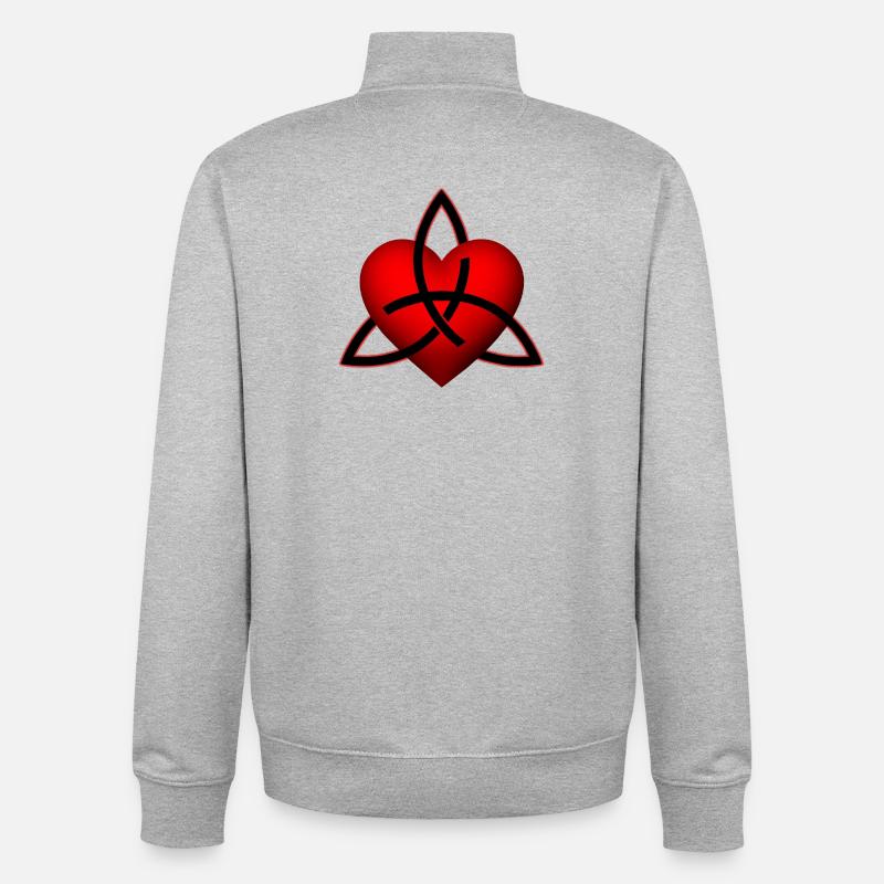 Celtic Heart Pattern - Unisex Organic Zip Sweatshirt by Stanley/Stella - heather grey