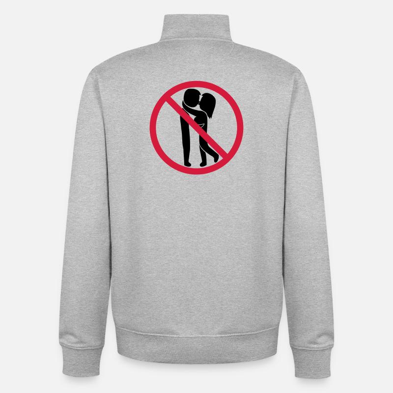 Signe interdit de baiser - Sweat zippé unisexe en coton bio Stanley/Stella - gris chiné