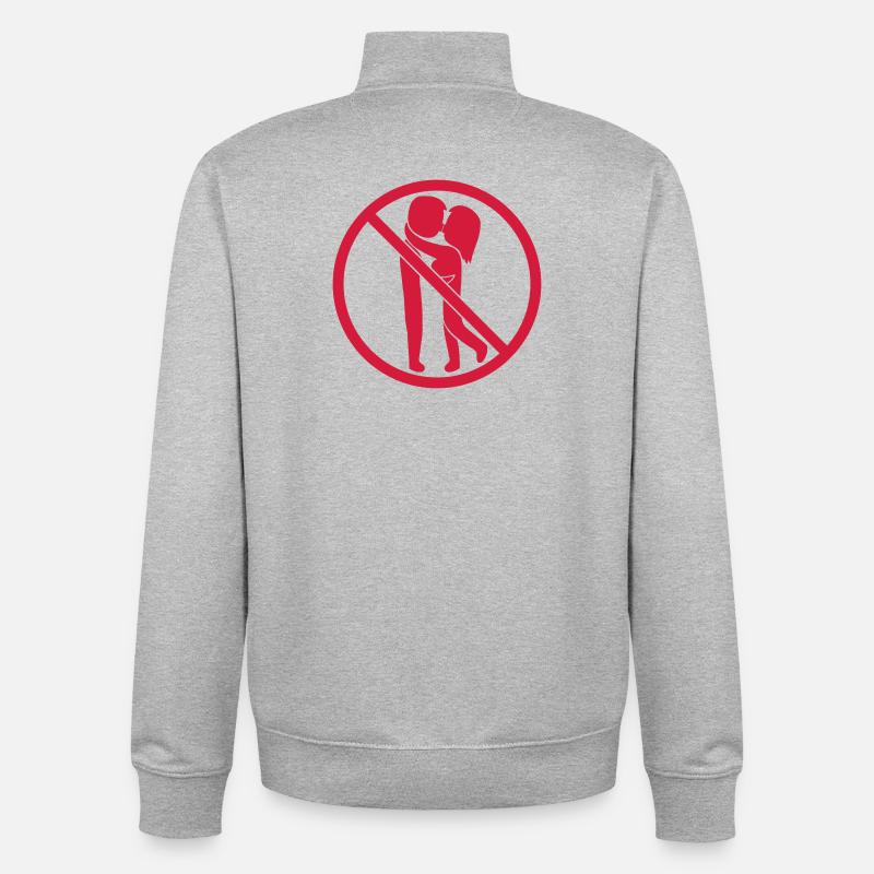 Signe interdit Baiser - Sweat zippé unisexe en coton bio Stanley/Stella - gris chiné