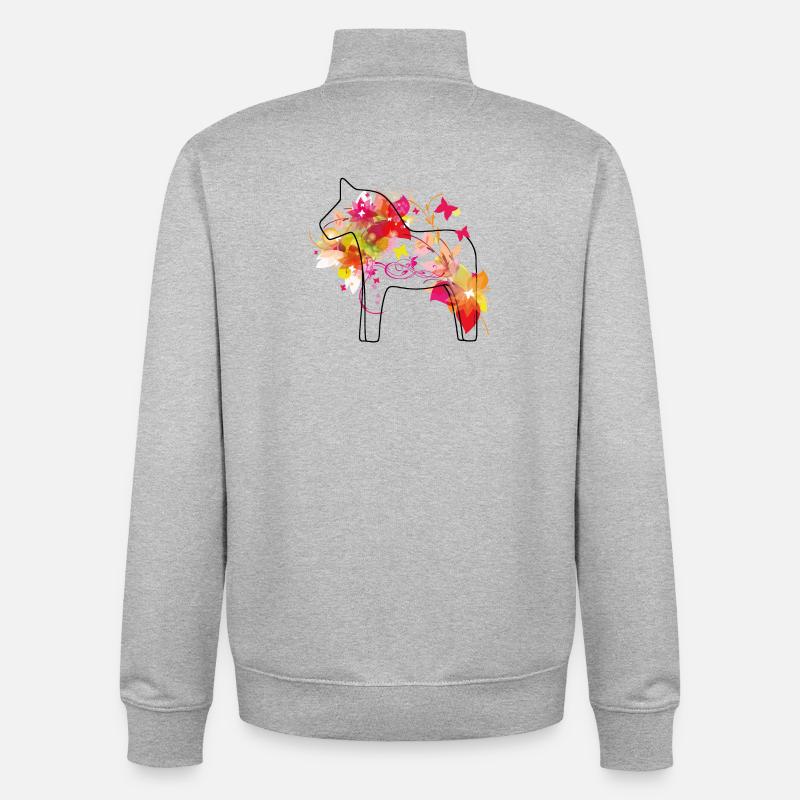 Dala Pferd Bunt - Unisex Organic Zip Sweatshirt von Stanley/Stella - Grau meliert