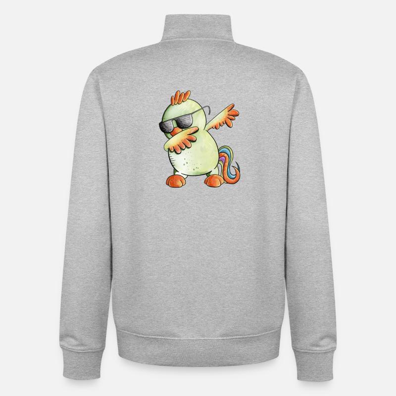 Dab Dance Rooster I Dabbendes Poulet - Sweat zippé unisexe en coton bio Stanley/Stella - gris chiné