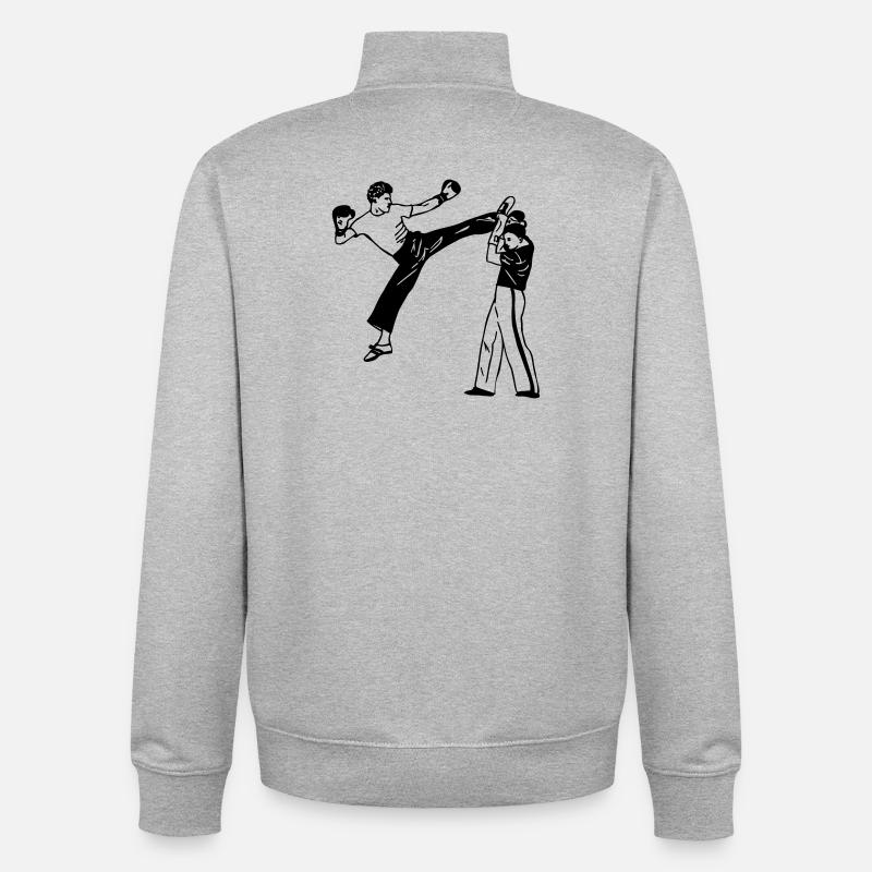 Savate de kickboxing - Sweat zippé unisexe en coton bio Stanley/Stella - gris chiné