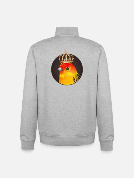 kongefugl som portræt med en gylden krone - Stanley/Stella unisex sweatshirt med lynlås i økologisk - grå meleret