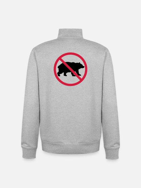 Bear Forbidden Shield - Unisex Organic Zip Sweatshirt by Stanley/Stella - heather grey