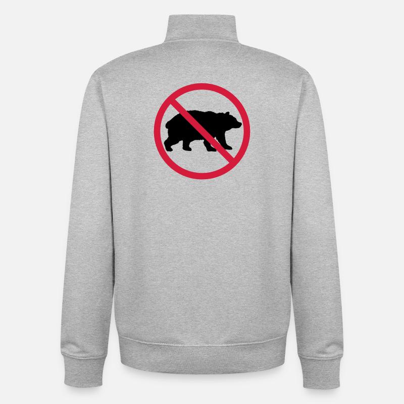 Bouclier interdit d’ours - Sweat zippé unisexe en coton bio Stanley/Stella - gris chiné