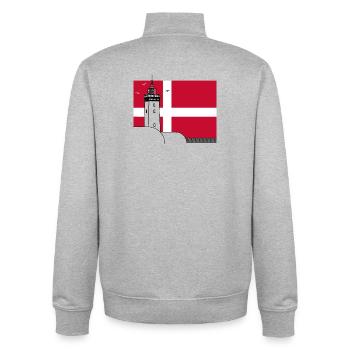 Dänemark Fahne mit Rubjerg Knude Leuchtturm - Unisex Organic Zip Sweatshirt von Stanley/Stella - Grau meliert - Hinten - AI Model Male 185 light (185cm)