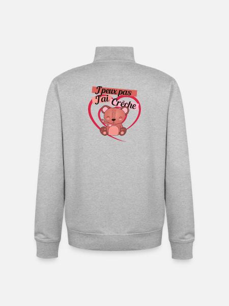 j ai creche - Sweat zippé unisexe en coton bio Stanley/Stella - gris chiné