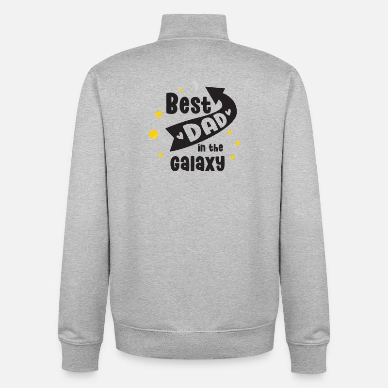 Meilleur papa dans la galaxie - Sweat zippé unisexe en coton bio Stanley/Stella - gris chiné