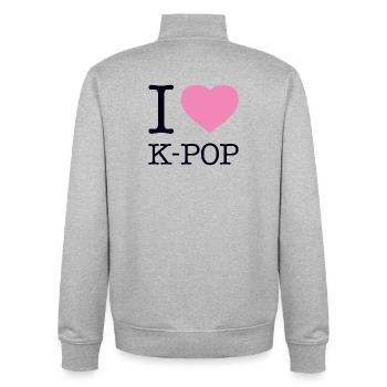 I LOVE K-POP - Unisex Organic Zip Sweatshirt von Stanley/Stella - Grau meliert - Hinten - AI Model Male 185 light (185cm)