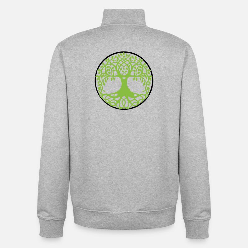 Mandala Arbre de Vie - Sweat zippé unisexe en coton bio Stanley/Stella - gris chiné