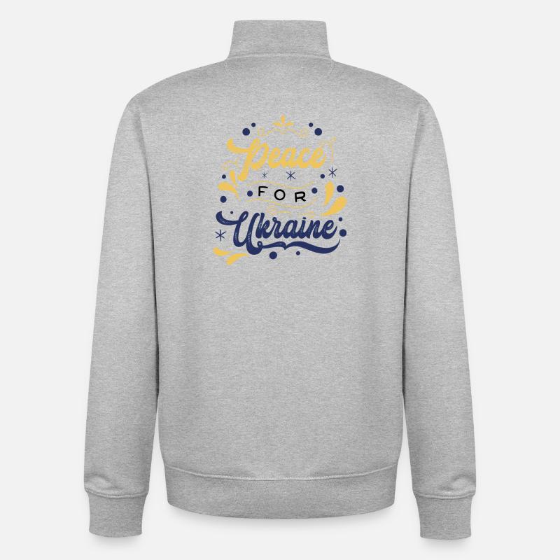 Message de paix Ukraine Illustration - Sweat zippé unisexe en coton bio Stanley/Stella - gris chiné