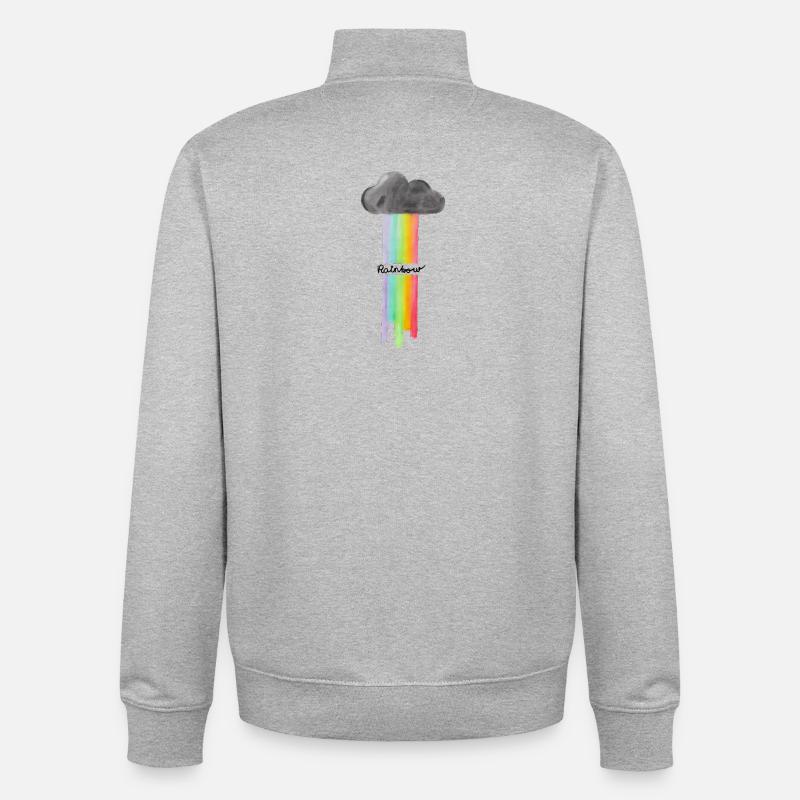 Rainbow Cloud Drops - Unisex Organic Zip Sweatshirt by Stanley/Stella - heather grey