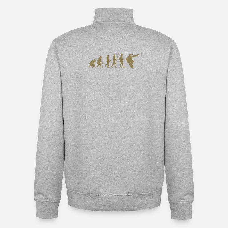 Snowboarder Evolution Geschenkidee - Unisex Organic Zip Sweatshirt von Stanley/Stella - Grau meliert