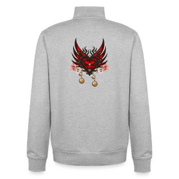 Elegant steampunk heart with watches. - Unisex Organic Zip Sweatshirt by Stanley/Stella - heather grey - Back - AI Model Male 185 light (185cm)