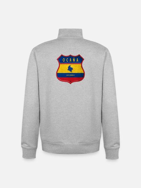 Écusson Ocaña Colombia - Sweat zippé unisexe en coton bio Stanley/Stella - gris chiné