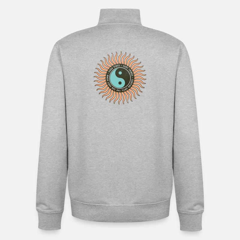 Design de surf - Surf Tribes - Sweat zippé unisexe en coton bio Stanley/Stella - gris chiné