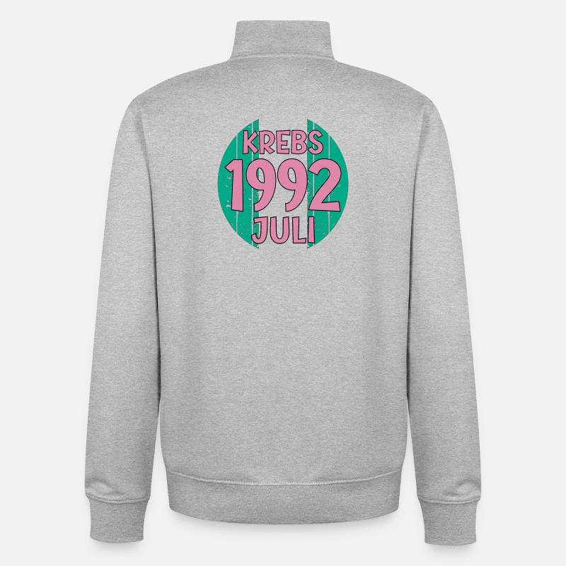 Sternzeichen Krebs Juli 1992 - Unisex Organic Zip Sweatshirt von Stanley/Stella - Grau meliert