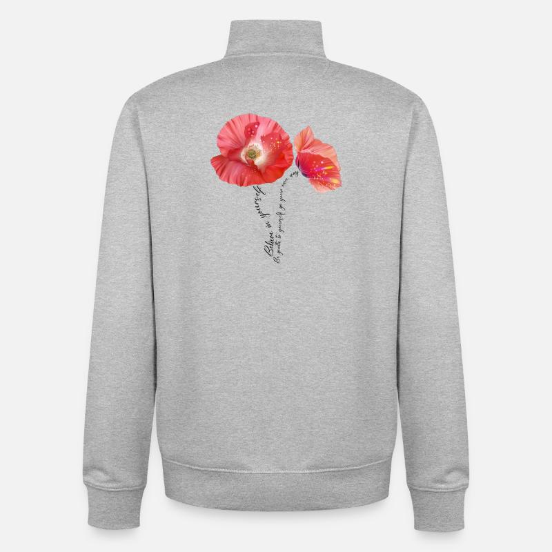 Coquelicot Mohnblumen Mohn - Sweat zippé unisexe en coton bio Stanley/Stella - gris chiné