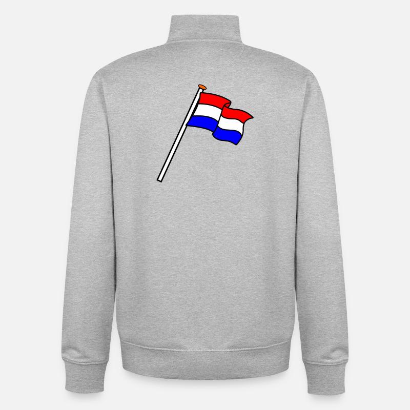 Drapeau Pays-Bas Drapeaux NL - Sweat zippé unisexe en coton bio Stanley/Stella - gris chiné
