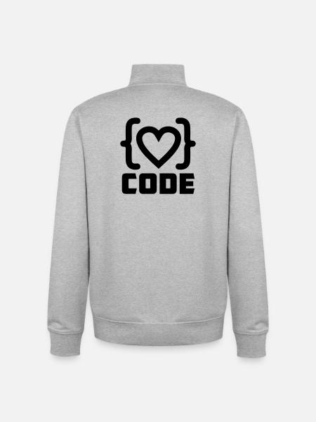 Herzprogrammierer Code Logo mit Text CODE - Unisex Organic Zip Sweatshirt von Stanley/Stella - Grau meliert