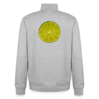 Tranche de citron vert - Sweat zippé unisexe en coton bio Stanley/Stella - gris chiné - Dos - AI Model Male 185 light (185cm)