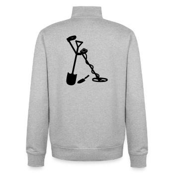 Détecteur de métaux - Sweat zippé unisexe en coton bio Stanley/Stella - gris chiné - Dos - AI Model Male 185 light (185cm)