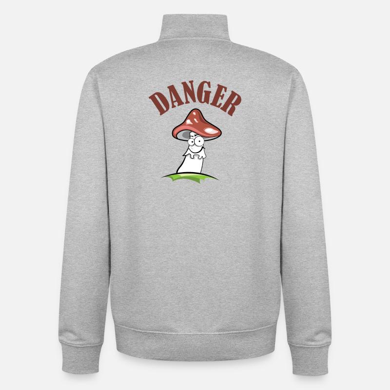 Toadstool danger symbol comic funny - Unisex Organic Zip Sweatshirt by Stanley/Stella - heather grey