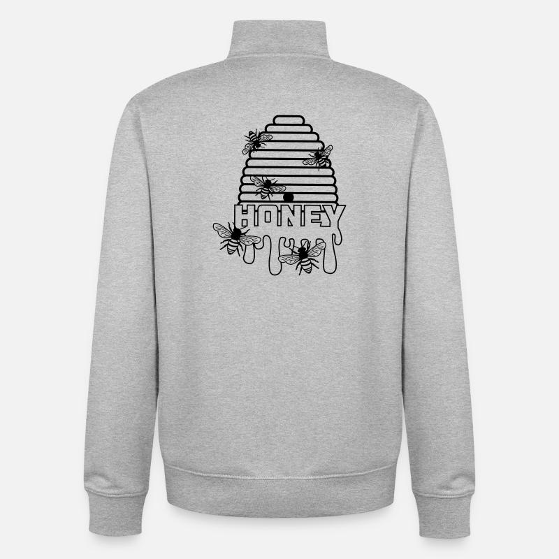 Ruche de miel d’abeille - Sweat zippé unisexe en coton bio Stanley/Stella - gris chiné