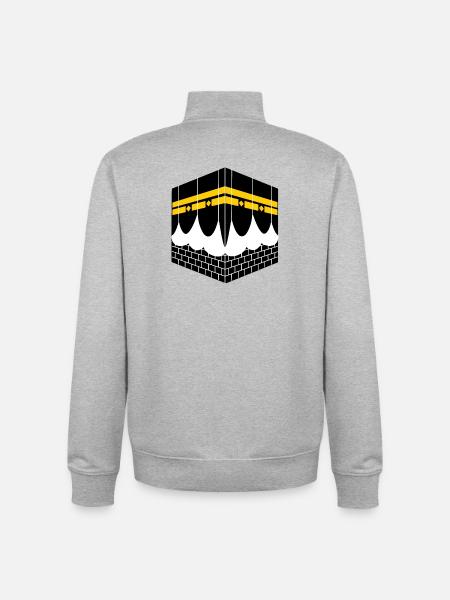 Logo Kaaba Musulman - Sweat zippé unisexe en coton bio Stanley/Stella - gris chiné