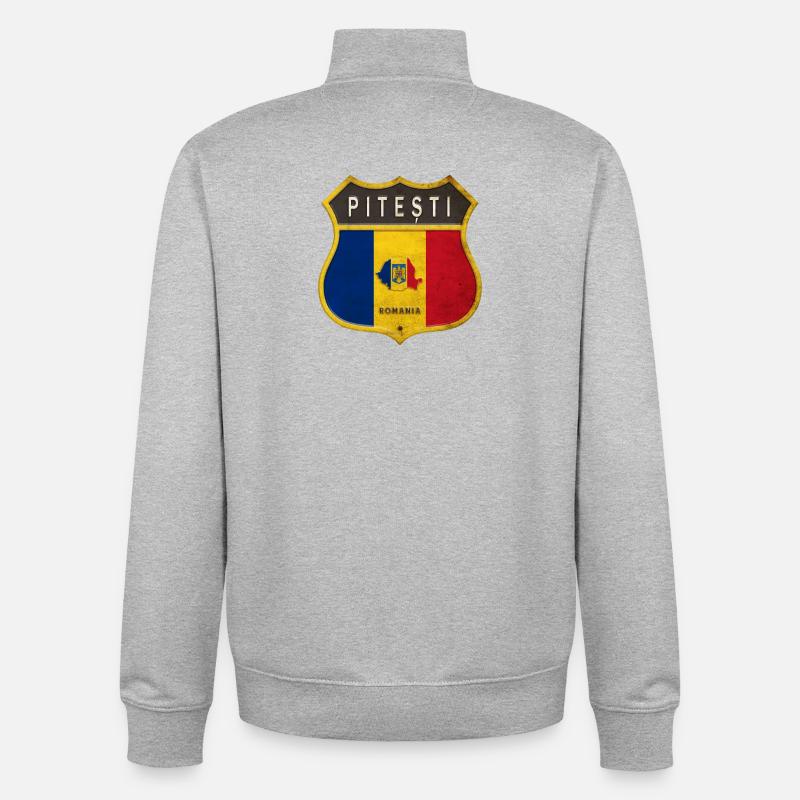 Pitești Rumänien Wappen Design - Unisex Organic Zip Sweatshirt von Stanley/Stella - Grau meliert