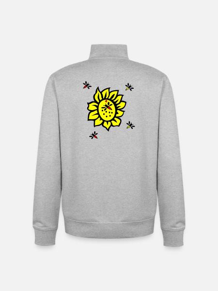 Sonnenblume, Bienen - Unisex Organic Zip Sweatshirt von Stanley/Stella - Grau meliert
